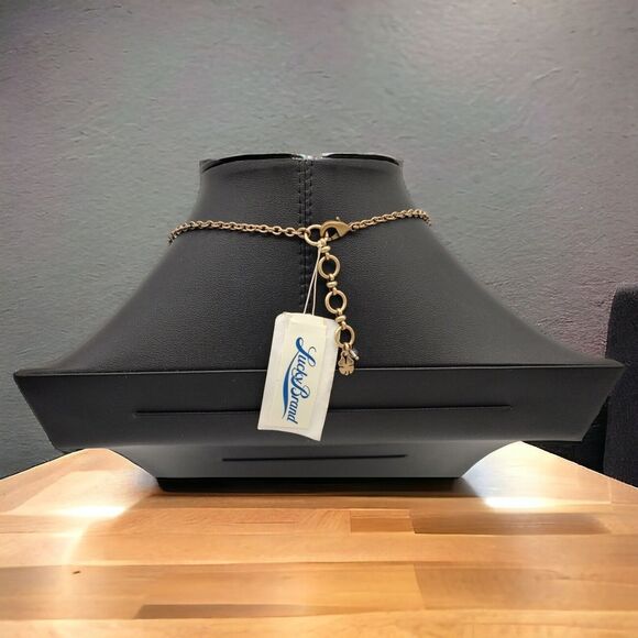 Lucky Brand Delicate Enamel Flowers Pale Green Adjustable Aged Brass Necklace - Picture 7 of 12